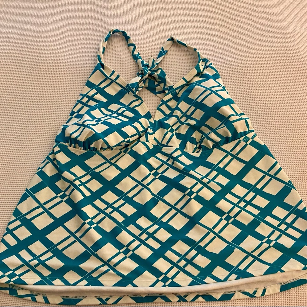 Teal and White Halter Top-Swim
